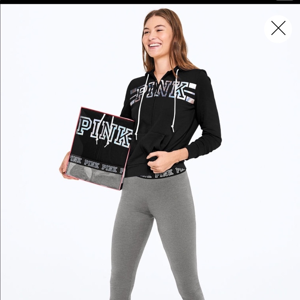 NEW PINK PERFECT ZIP HOODOE AND LEGGINGS SET HTF